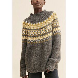 Moon River Nordic Fair Isle Sweater Mock Neck Size Small